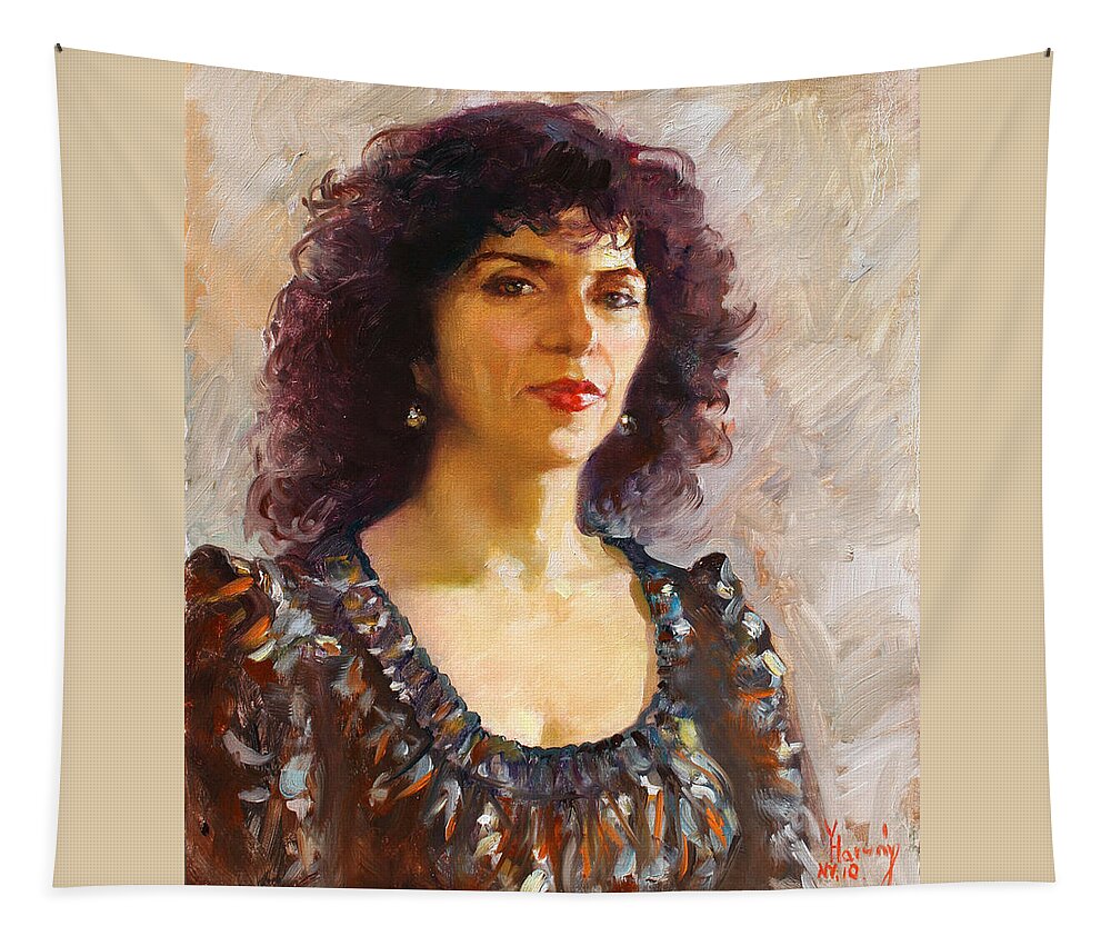 Portrait Tapestry featuring the painting VioIII by Ylli Haruni