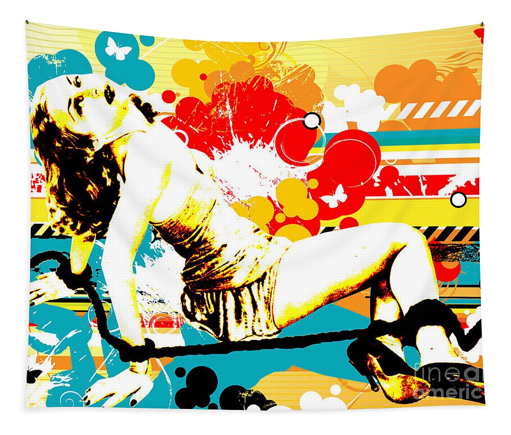 Nostalgic Seduction Tapestry featuring the mixed media Nostalgic Seduction - Vixen Subdued by Chris Andruskiewicz