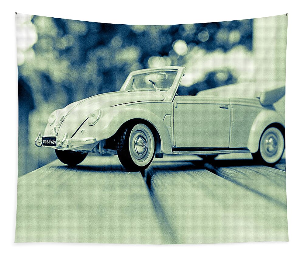 Antique Car Tapestry featuring the photograph VW Beetle Convertible by Jon Woodhams