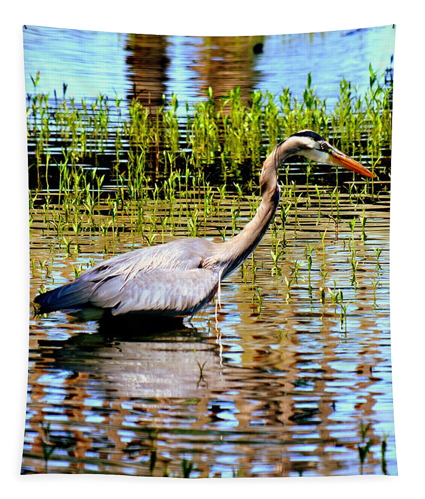Heron Tapestry featuring the photograph Waiting For Dinner by Lisa Wooten