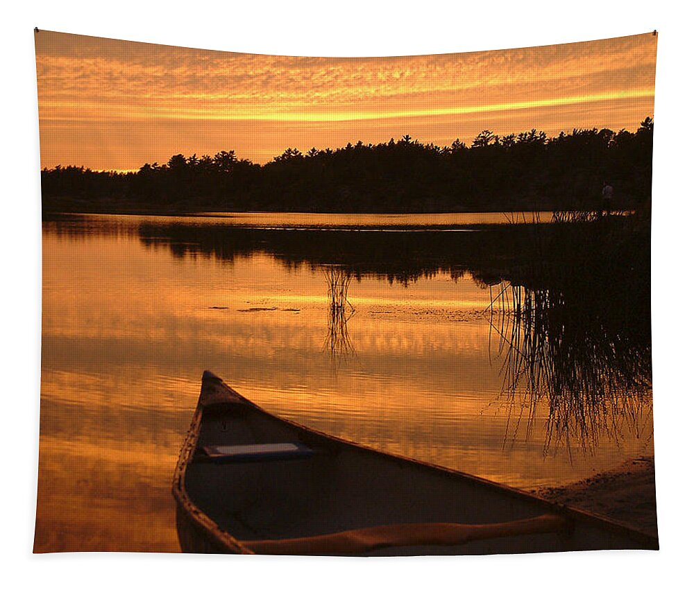 Canoe Tapestry featuring the photograph Waiting for Me by Linda McRae