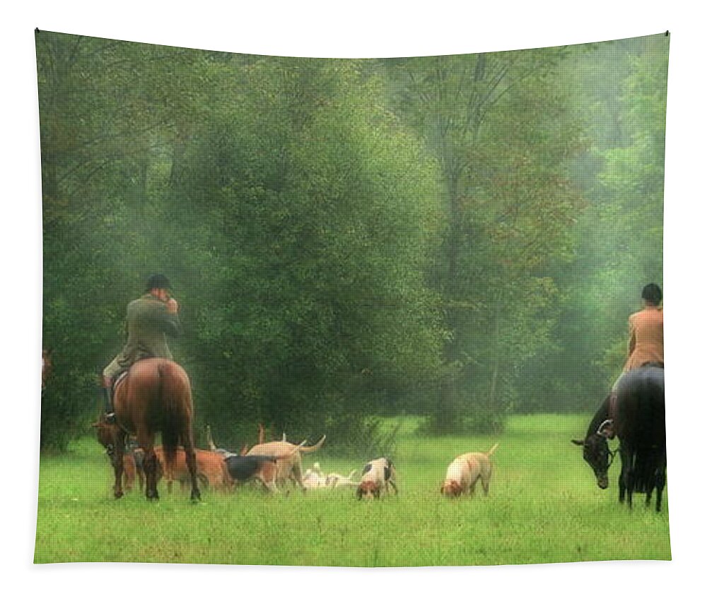 Horse Tapestry featuring the photograph Waiting for the Hunt by Angela Rath
