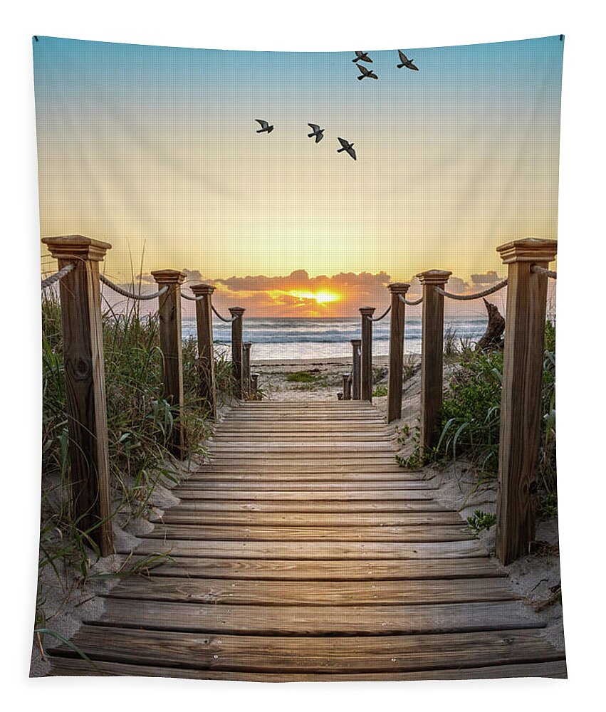 Clouds Tapestry featuring the photograph Walking into Paradise by Debra and Dave Vanderlaan