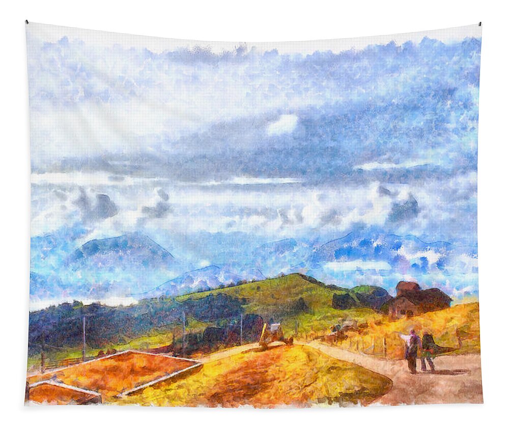 Swiss Alps Tapestry featuring the photograph Walking out on a Swiss landscape by Ashish Agarwal
