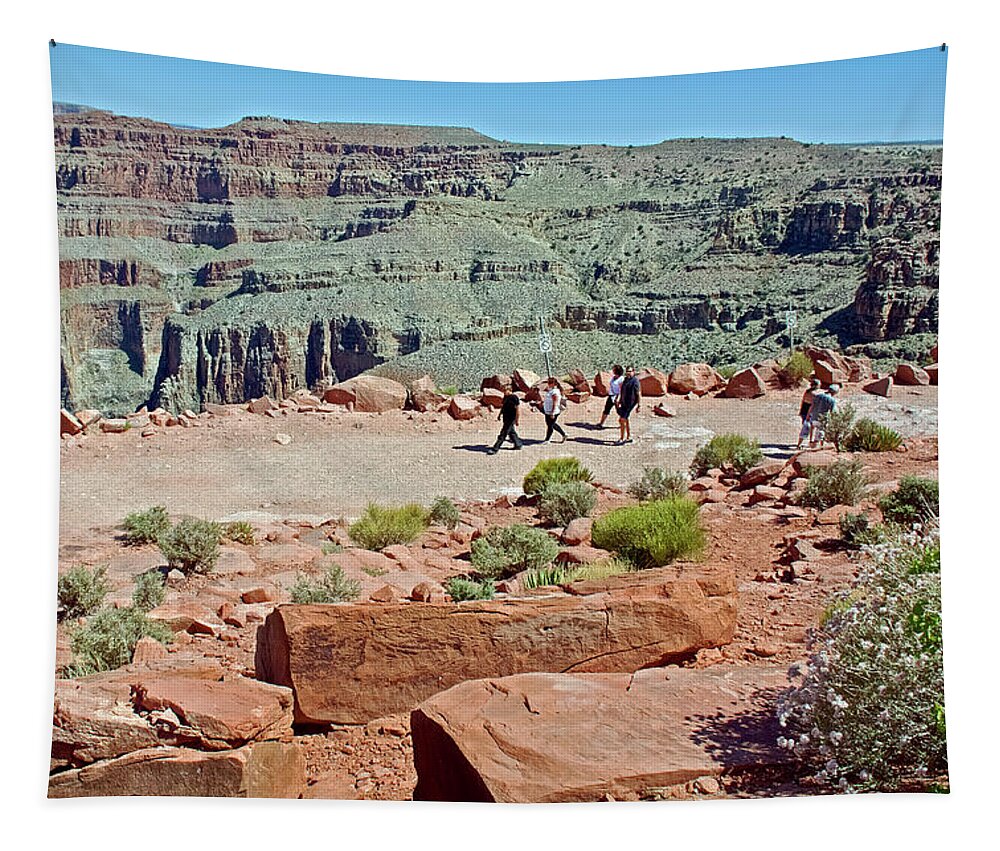 Walkway Along Canyon At Guano Point In Grand Canyon West Tapestry featuring the photograph Walkway along Canyon at Guano Point in Grand Canyon West, Arizona by Ruth Hager
