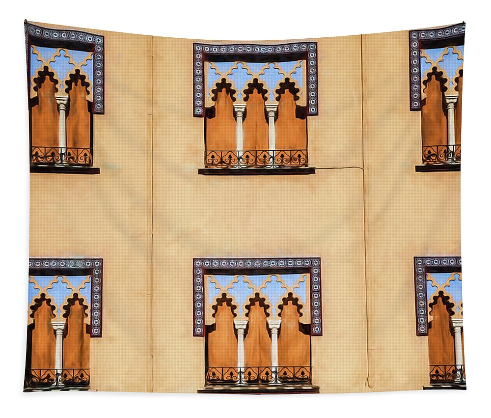 Arabic Tapestry featuring the photograph Wall of Windows by David Letts