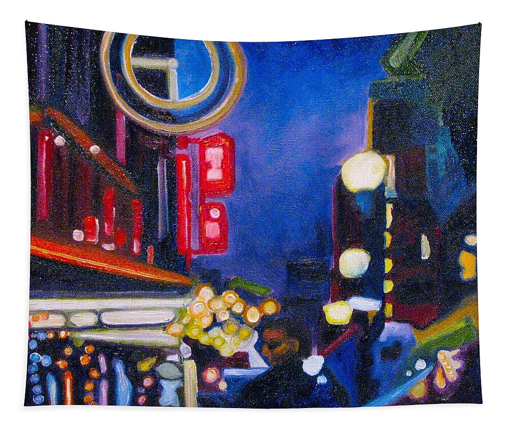 Night Scene Tapestry featuring the painting Wandering at Dusk by Patricia Arroyo