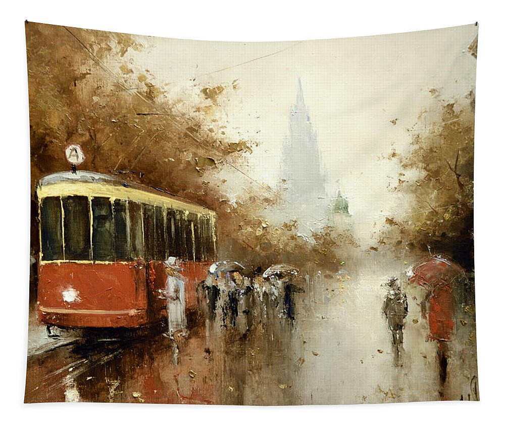 Russian Artists New Wave Tapestry featuring the painting Warm Moscow Autumn of 1953 by Igor Medvedev