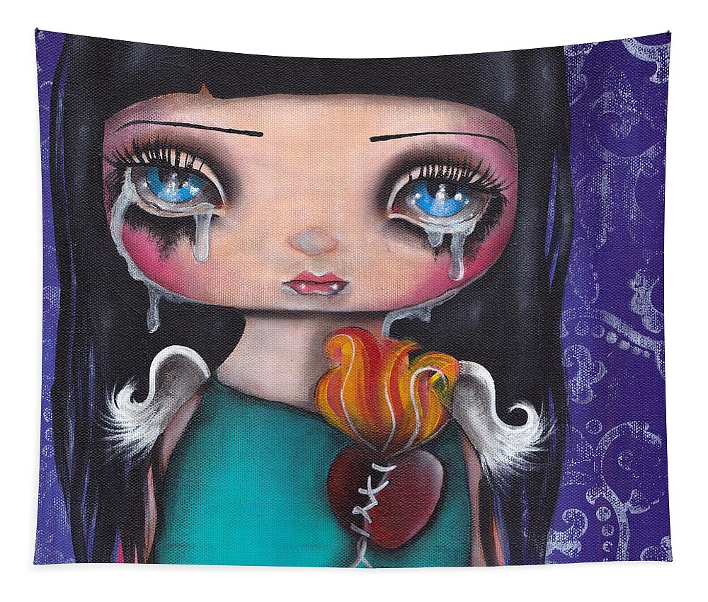 Angel Tapestry featuring the painting Wash Away my Tears by Abril Andrade