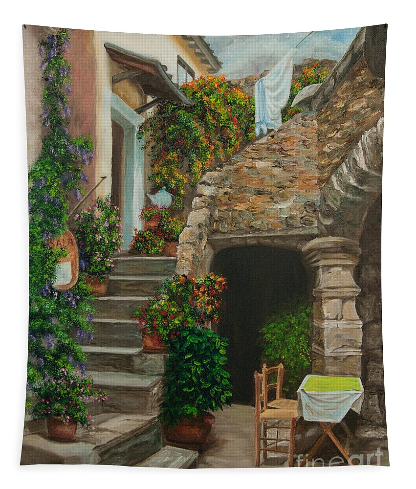 Italian Painting Tapestry featuring the painting Wash Day by Charlotte Blanchard