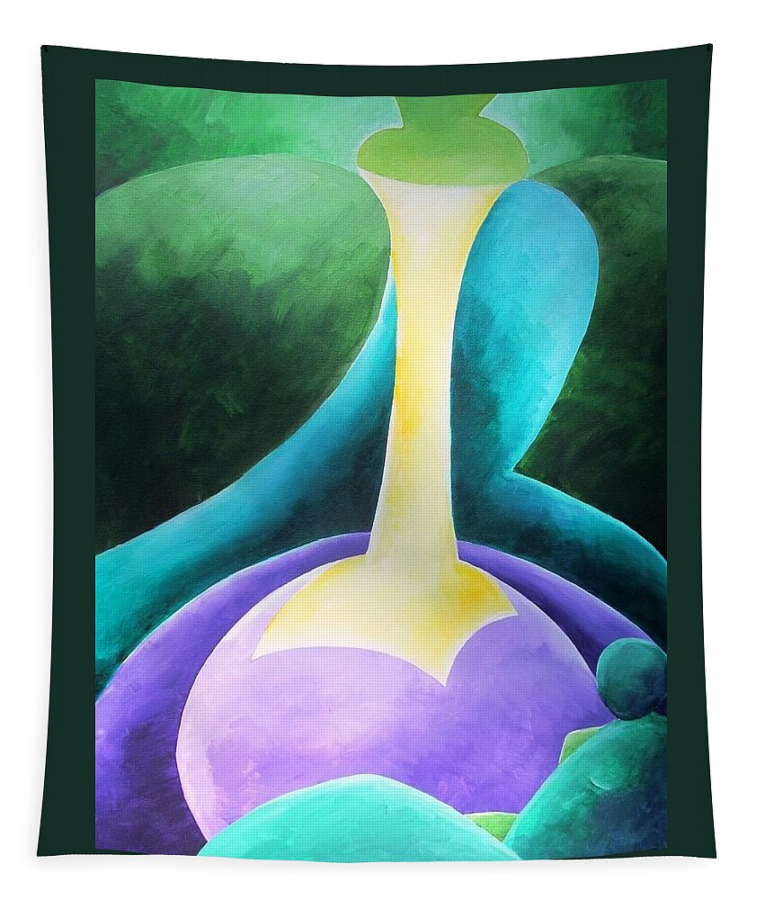 Green Tapestry featuring the painting Wash My Worries Away by Jennifer Hannigan-Green