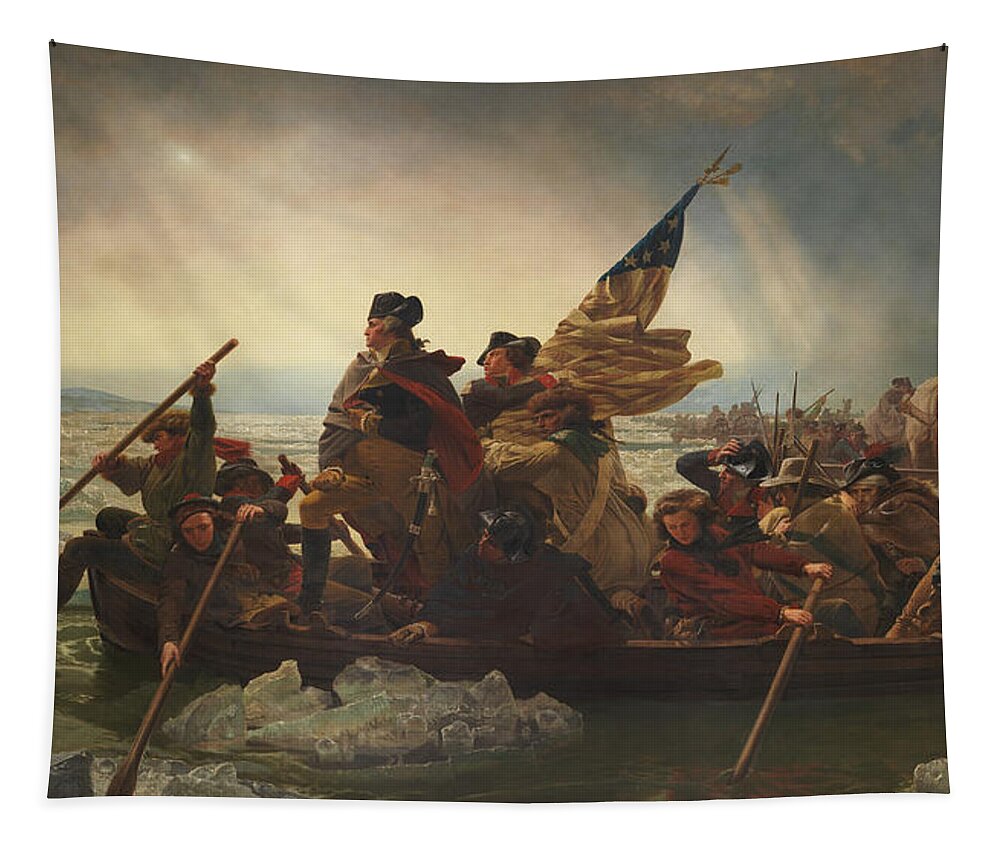 George Washington Tapestry featuring the painting Washington Crossing The Delaware by War Is Hell Store