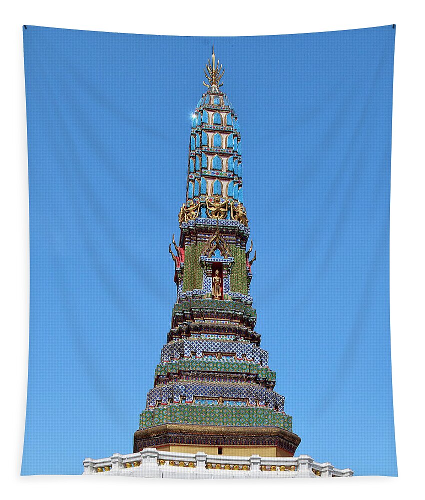 Scenic Tapestry featuring the photograph Wat Intharam Phra Prang West DTHB0907 by Gerry Gantt