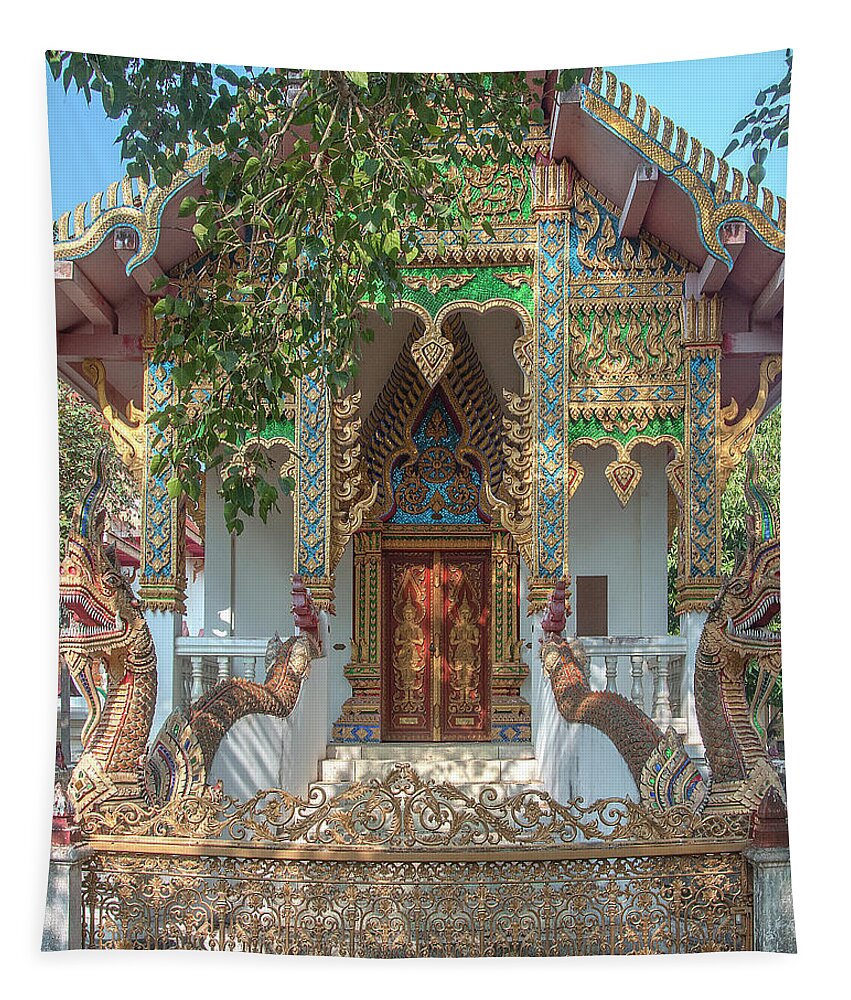 Scenic Tapestry featuring the photograph Wat Nam Phueng Phra Ubosot Entrance DTHLA0012 by Gerry Gantt