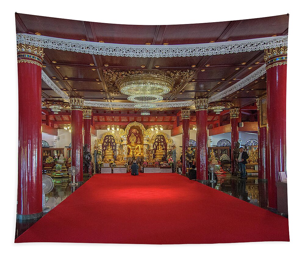 Scenic Tapestry featuring the photograph Wat Pa Dara Phirom Phra Chulamani Si Borommathat Interior DTHCM1607 by Gerry Gantt