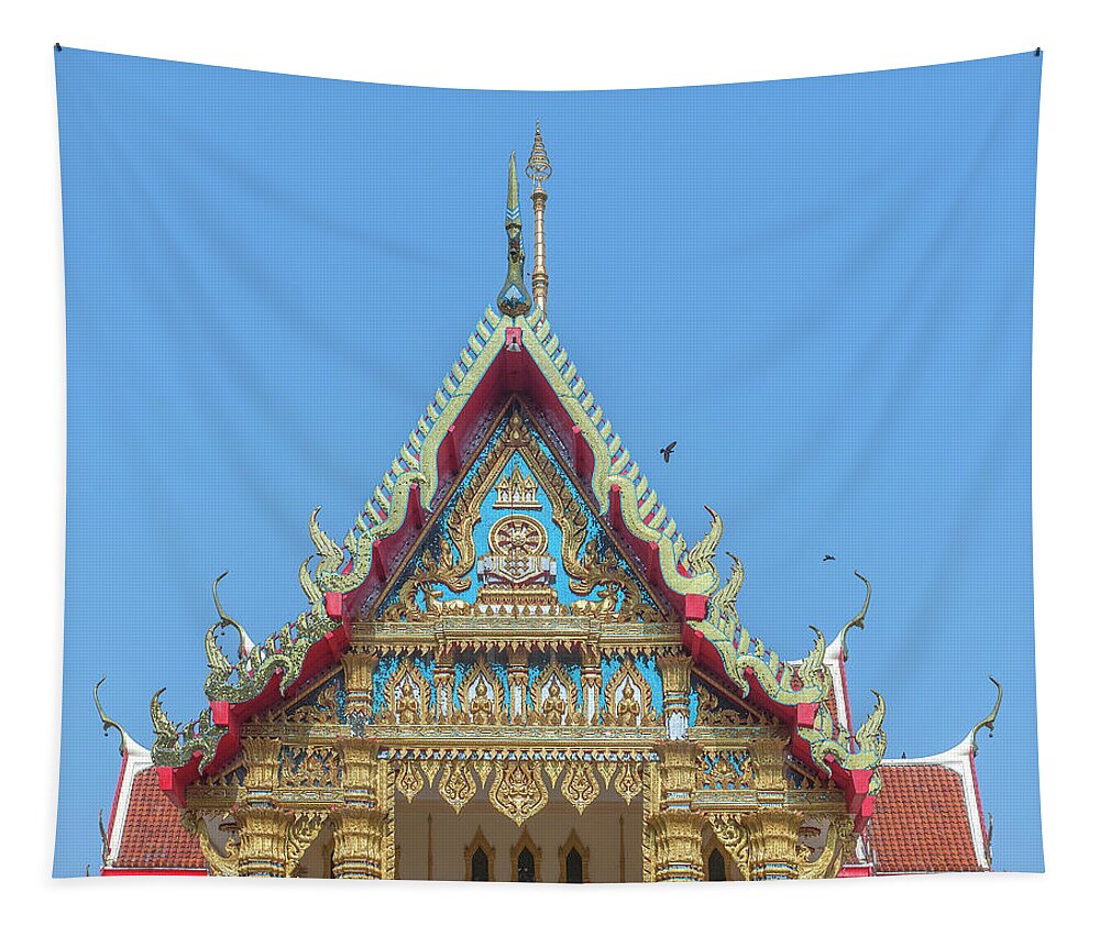 Temple Tapestry featuring the photograph Wat Phrom Chariyawat Phra Ubosot Gable DTHNS0116 by Gerry Gantt