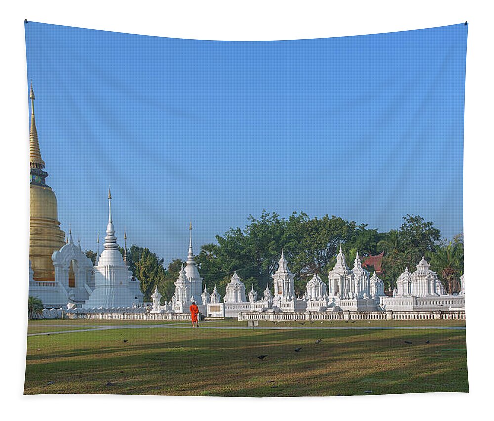 Scenic Tapestry featuring the photograph Wat Suan Dok Reliquaries of Northern Thai Royalty DTHCM0944 by Gerry Gantt