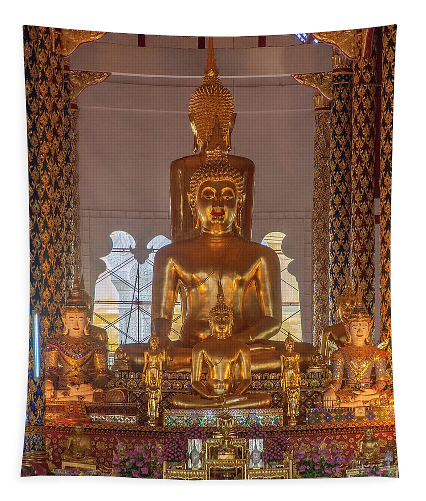 Scenic Tapestry featuring the photograph Wat Suan Dok Wihan Luang Buddha Images DTHCM0952 by Gerry Gantt