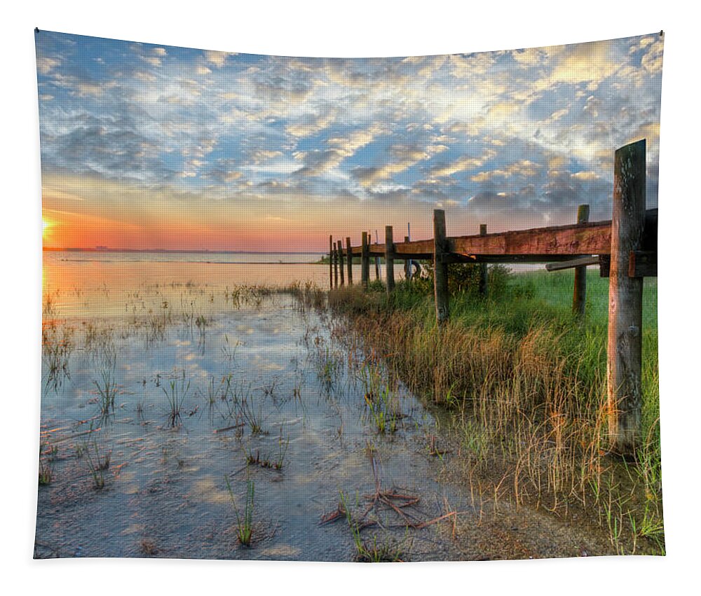 Clouds Tapestry featuring the photograph Watching the Sun Rise by Debra and Dave Vanderlaan