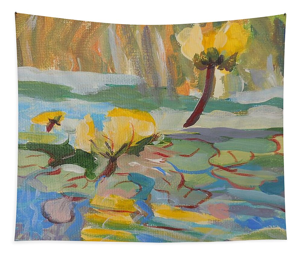 Water Lilies Tapestry featuring the painting Water Lilies by Francine Frank