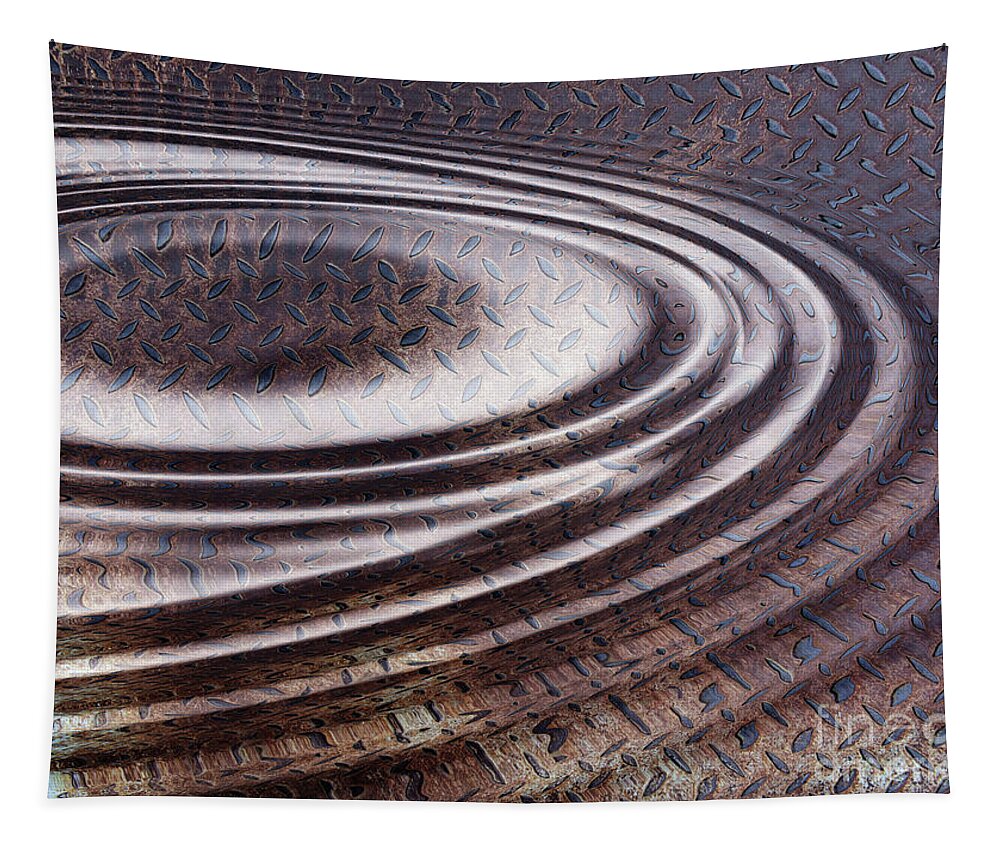 Wave Tapestry featuring the digital art Water ripple on rusty steel plate by Michal Boubin