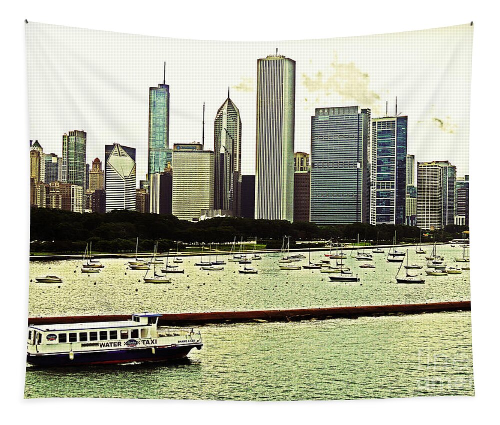 Water Tapestry featuring the photograph Water Taxi In Chicago by Lydia Holly