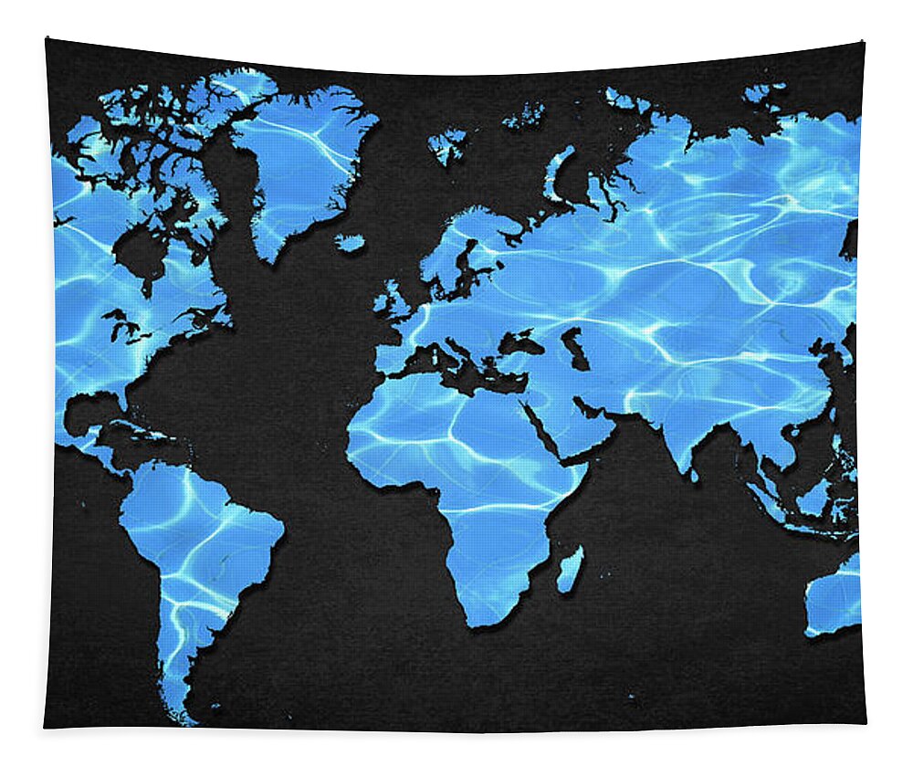 Map Tapestry featuring the digital art Water World by Douglas Pittman