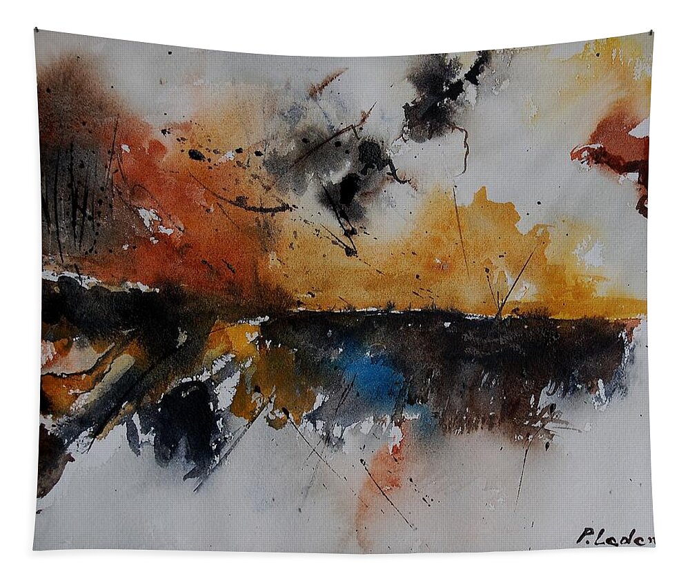 Abstract Tapestry featuring the painting Watercolor 901150 by Pol Ledent