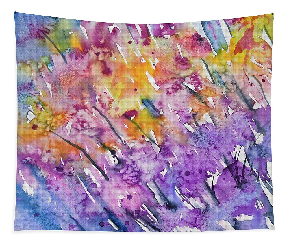 Flower Tapestry featuring the painting Watercolor - Abstract Flower Garden by Cascade Colors