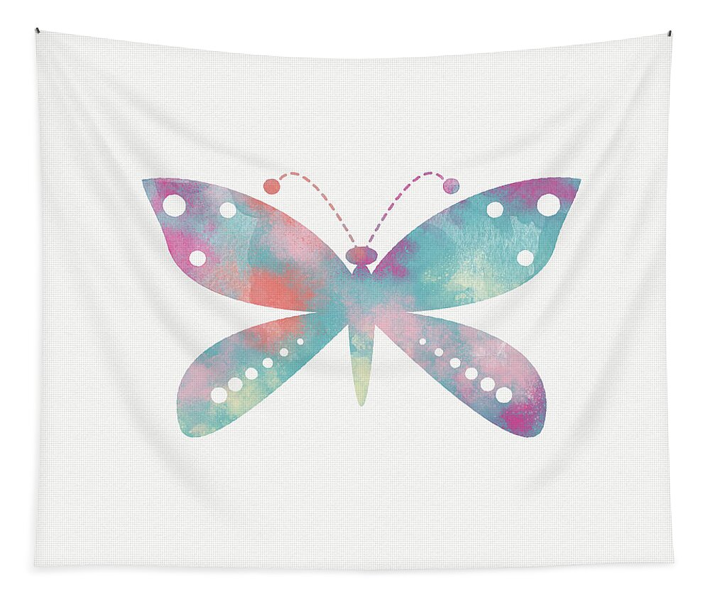 Butterfly Tapestry featuring the mixed media Watercolor Butterfly 3-Art by Linda Woods by Linda Woods