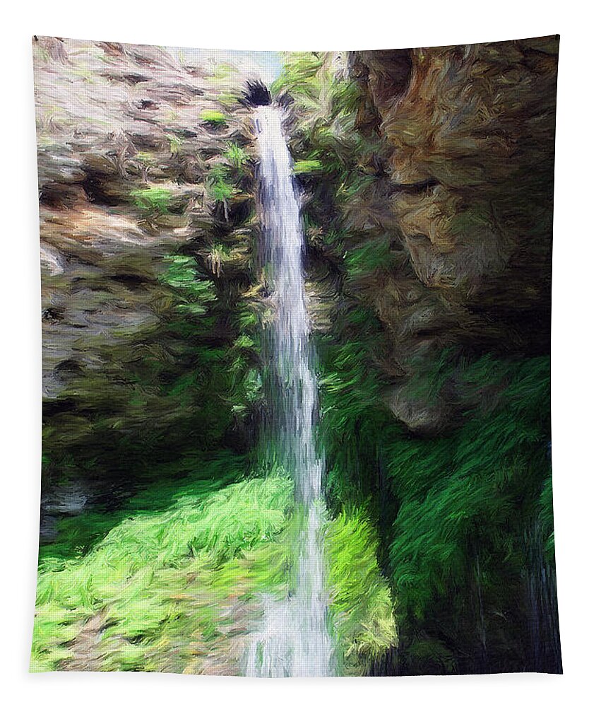 Water Tapestry featuring the painting Waterfall 2 by Jeffrey Kolker