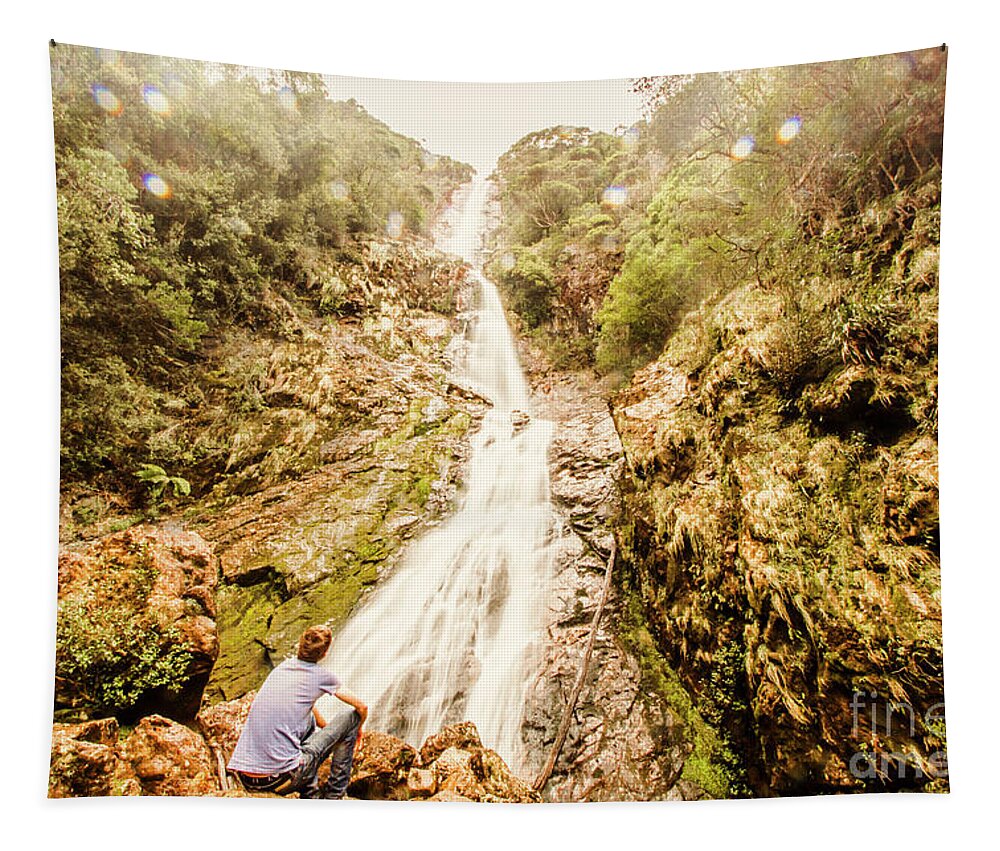 Fall Tapestry featuring the photograph Waterfall discovery by Jorgo Photography