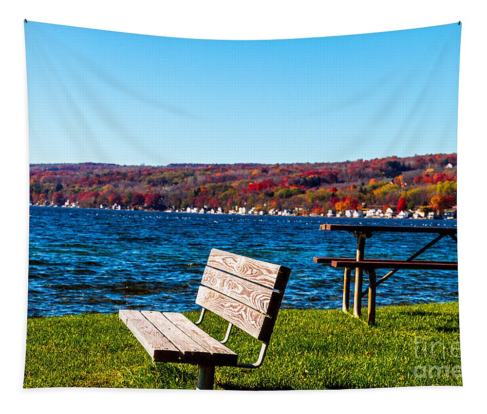 Bill Norton Tapestry featuring the photograph Waterfront Seating by William Norton