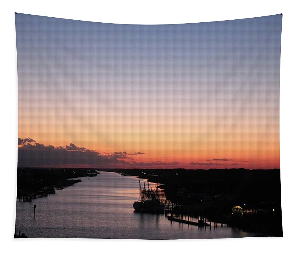 Holden Beach Tapestry featuring the photograph Waterway Sunset #1 by Cynthia Guinn
