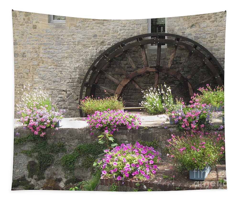 Waterwheel Tapestry featuring the photograph Waterwheel in Bayeux by Brandy Woods