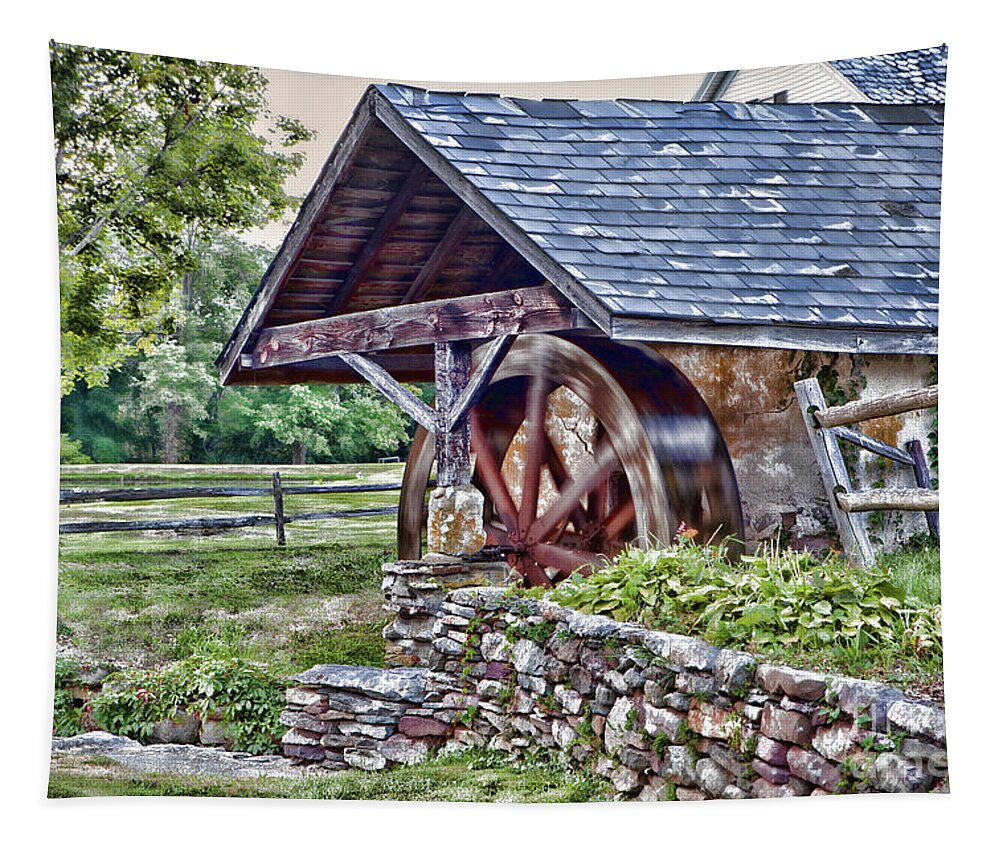 Mill Tapestry featuring the photograph Waterwheel by Nicki McManus