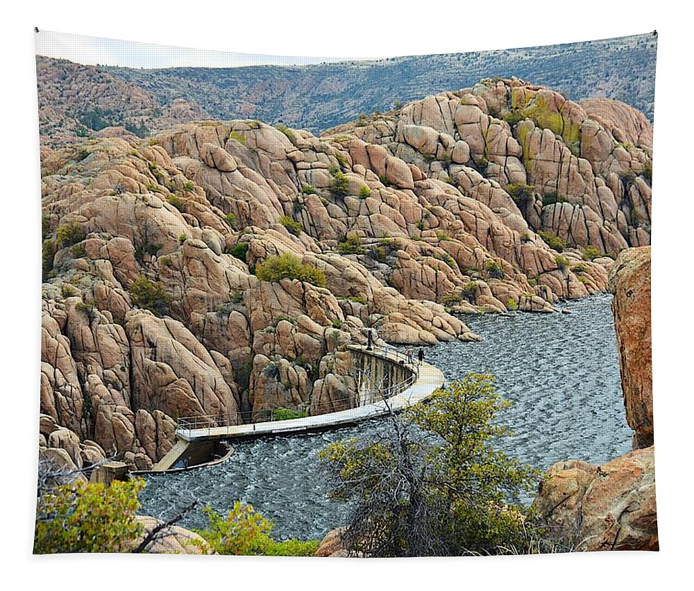 Photograph Tapestry featuring the photograph Watson Lake Dam by Richard Gehlbach