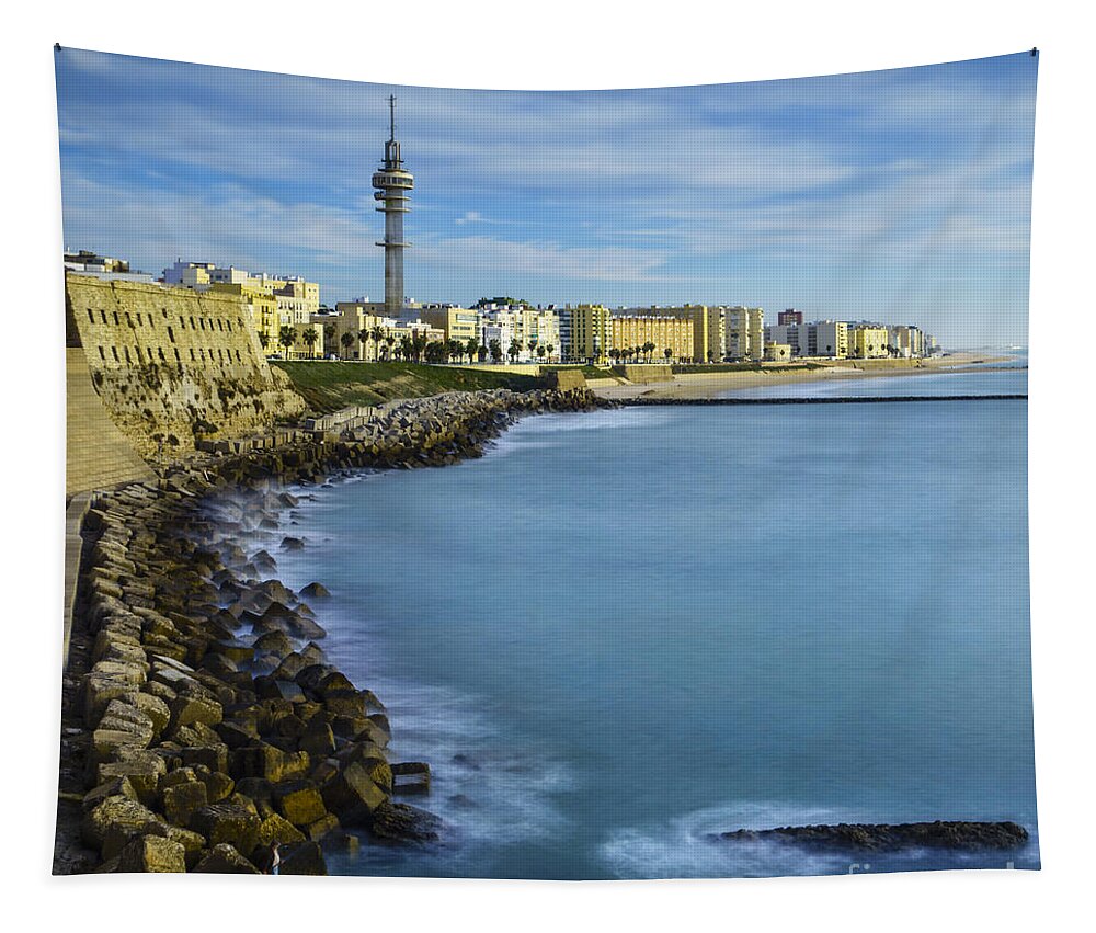 1812 Tapestry featuring the photograph Wave Breaker Cadiz Spain by Pablo Avanzini