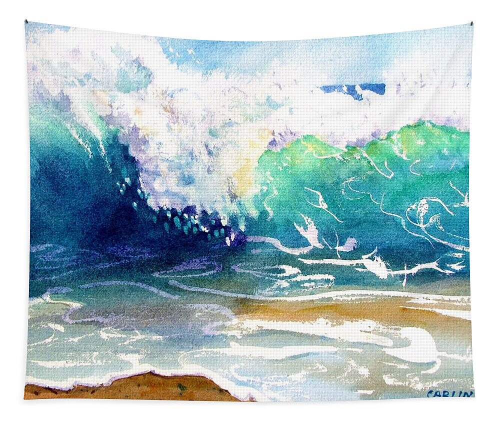 Wave Tapestry featuring the painting Wave Color by Carlin Blahnik CarlinArtWatercolor