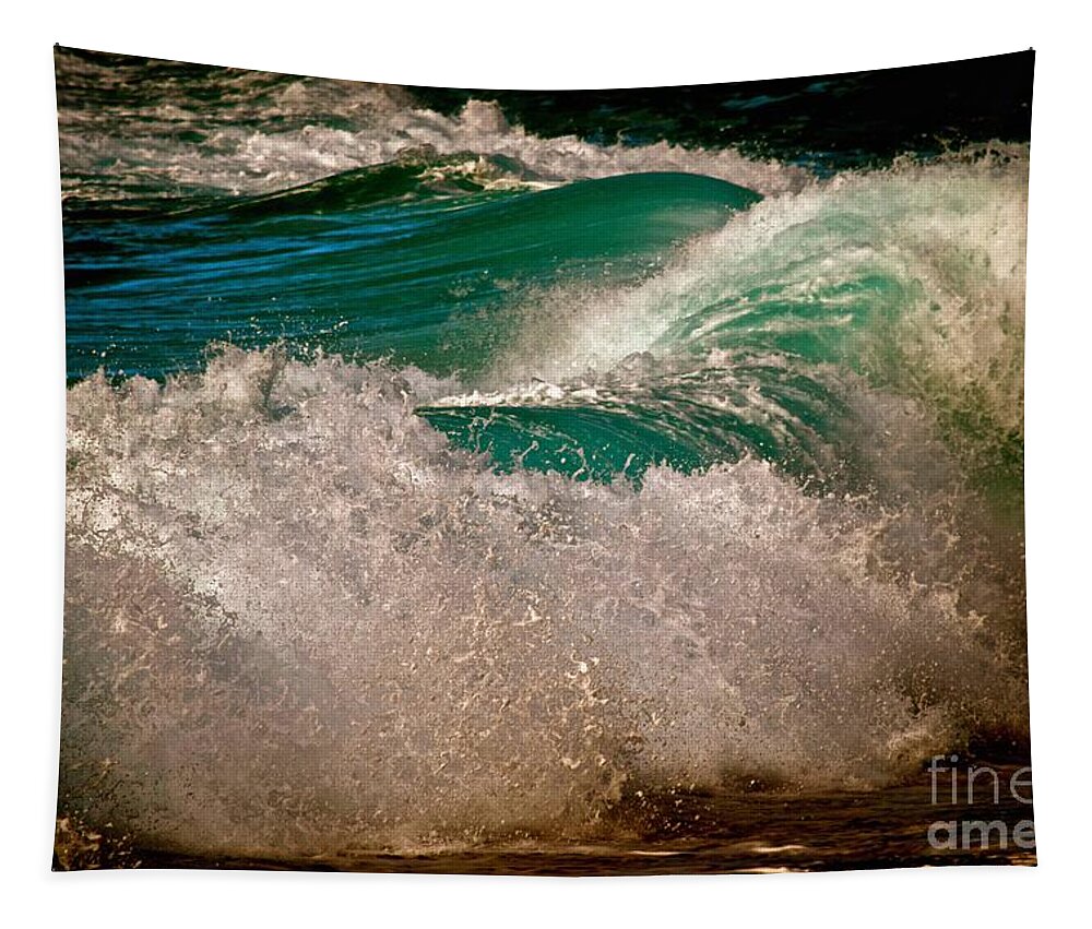 Wave Tapestry featuring the photograph Wave Plume - Sunset Beach Oahu by Debra Banks
