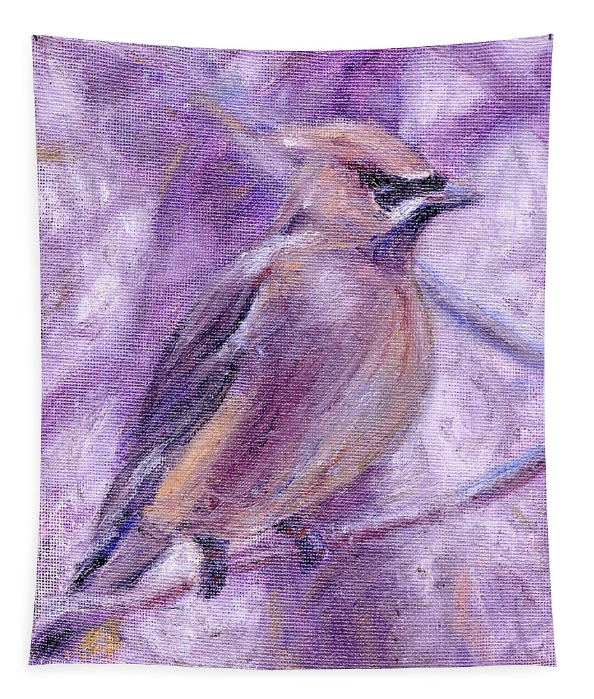 Birds Tapestry featuring the painting Waxwing by Quin Sweetman