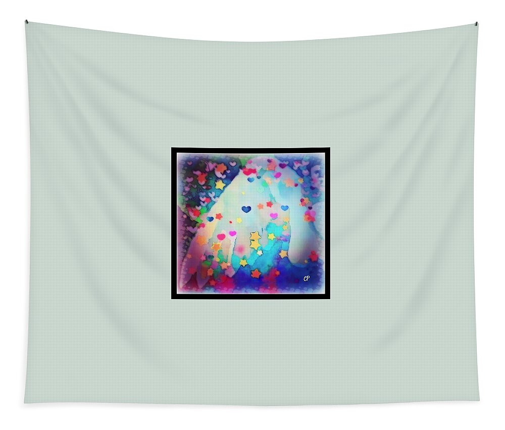 Sitting Angel Tapestry featuring the digital art We All Have Wings by Christine Paris