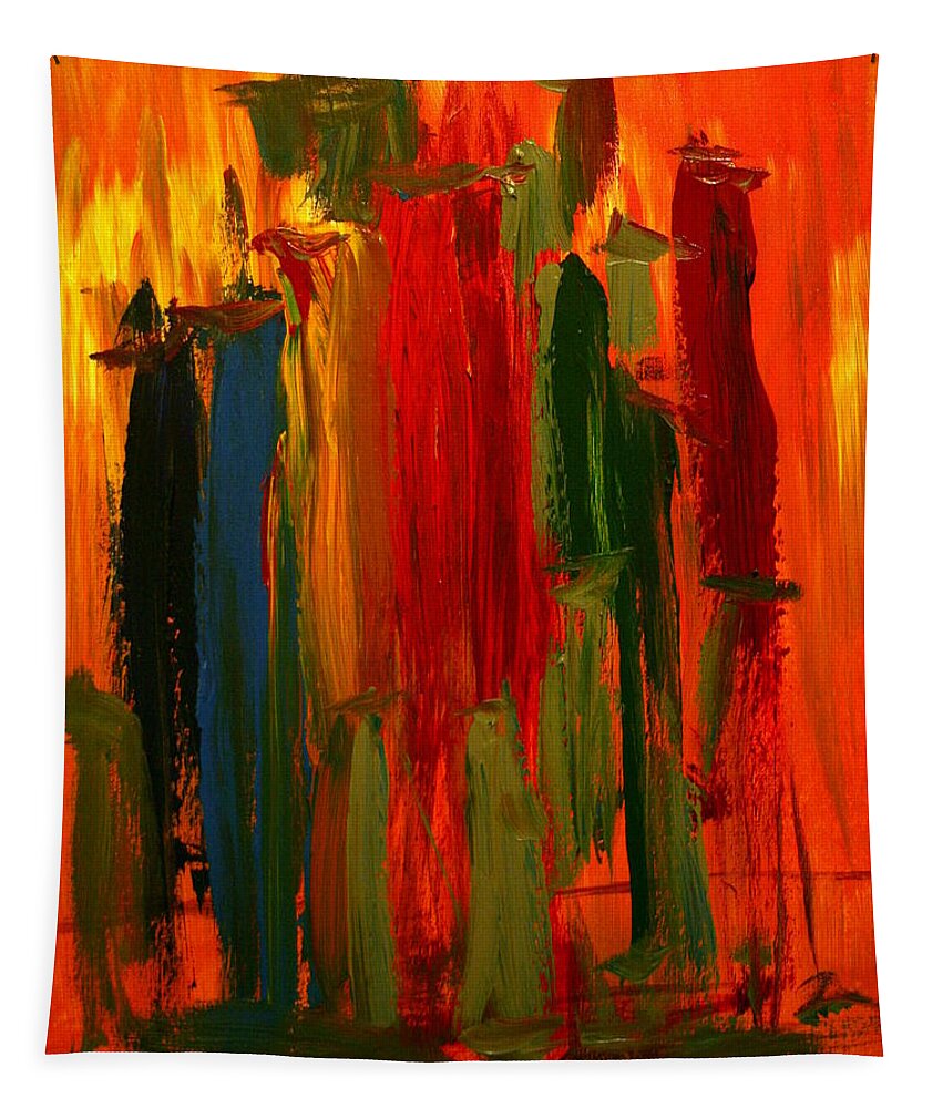 Abstract Tapestry featuring the painting We are Family by Julie Lueders 