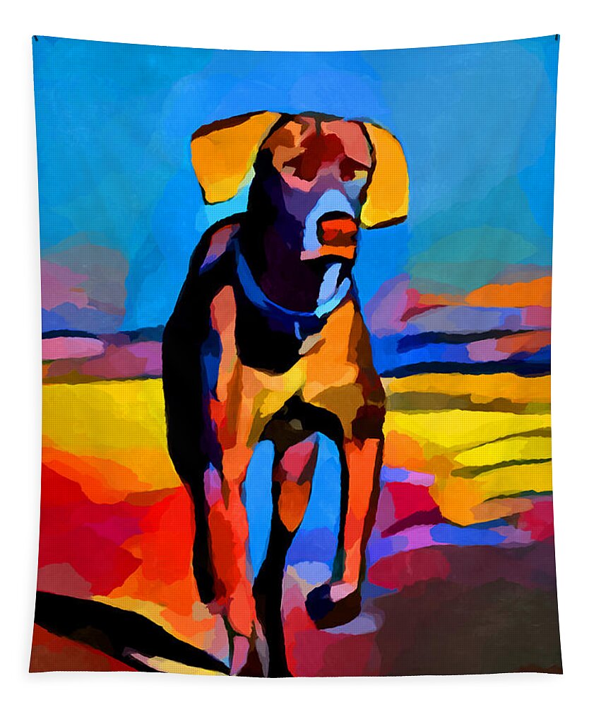 Weimaraner Tapestry featuring the painting Weimaraner by Chris Butler