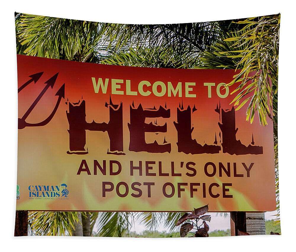 Hell Tapestry featuring the photograph Welcome to Hell by Teresa Wilson