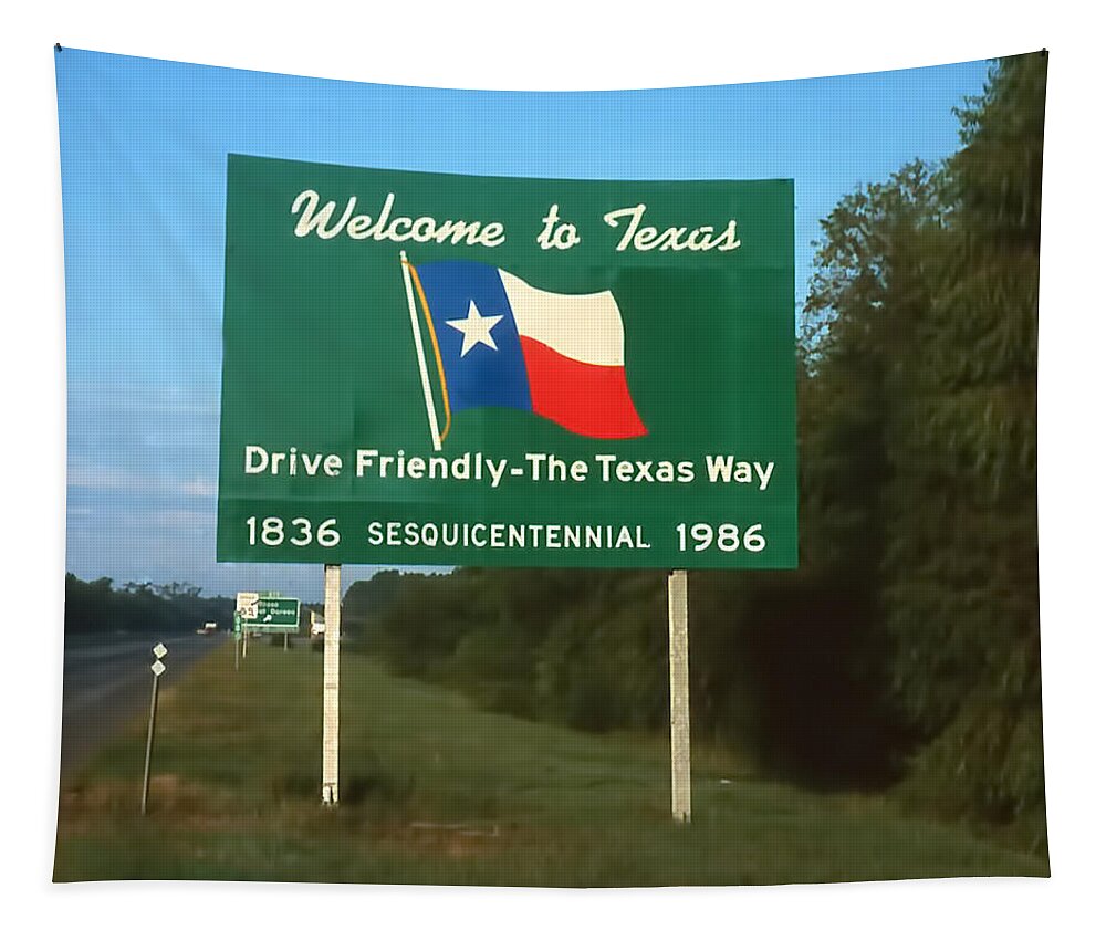 Texas Sign Tapestry featuring the photograph Welcome to Texas by Cathy Anderson