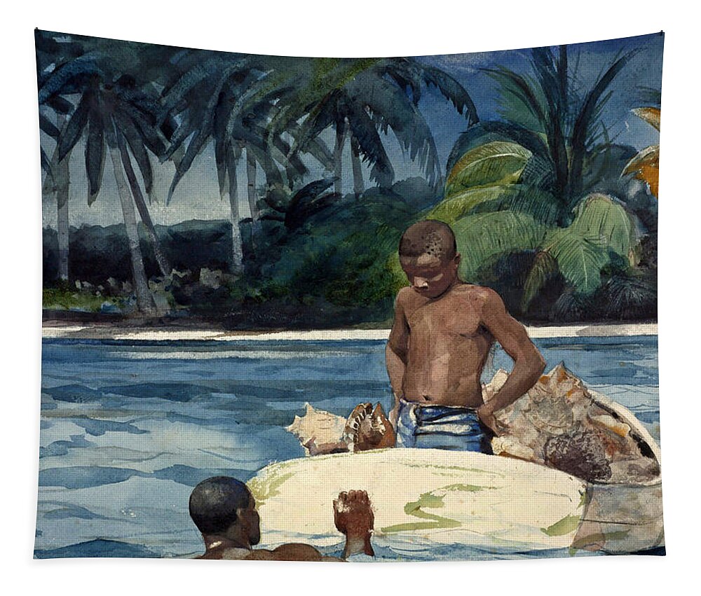 Winslow Homer Tapestry featuring the drawing West India Divers by Winslow Homer
