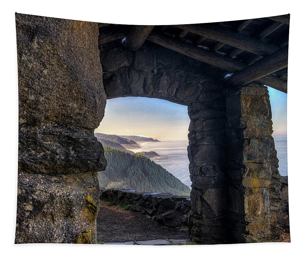 August Tapestry featuring the photograph West Observation Point - Oregon Coast by Mark Kiver