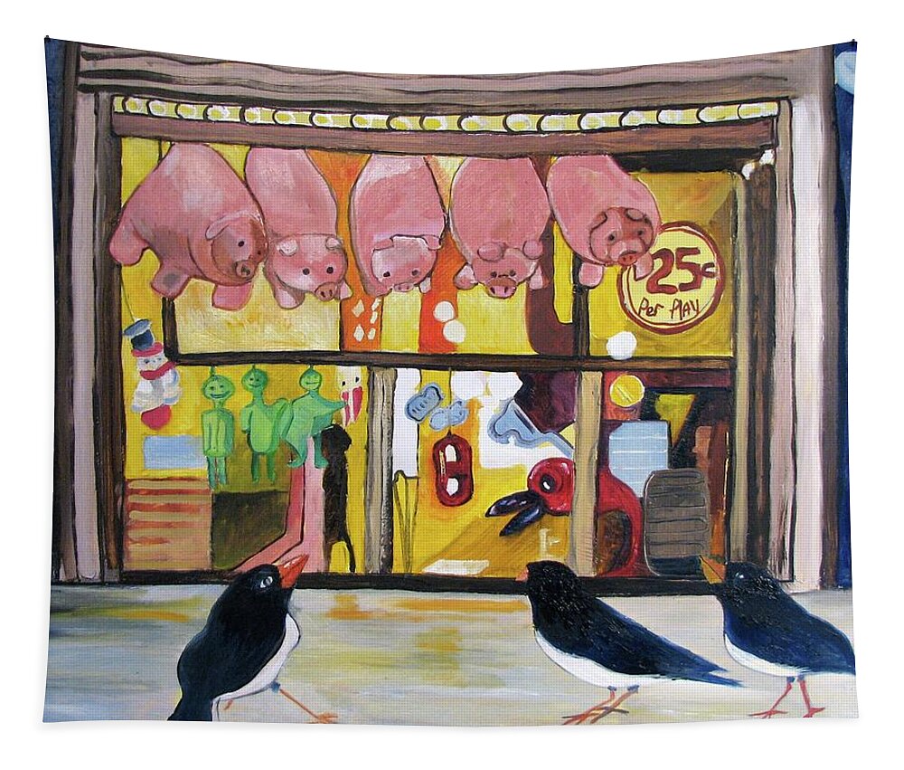 Amusements Tapestry featuring the painting What a Strange Place by Patricia Arroyo