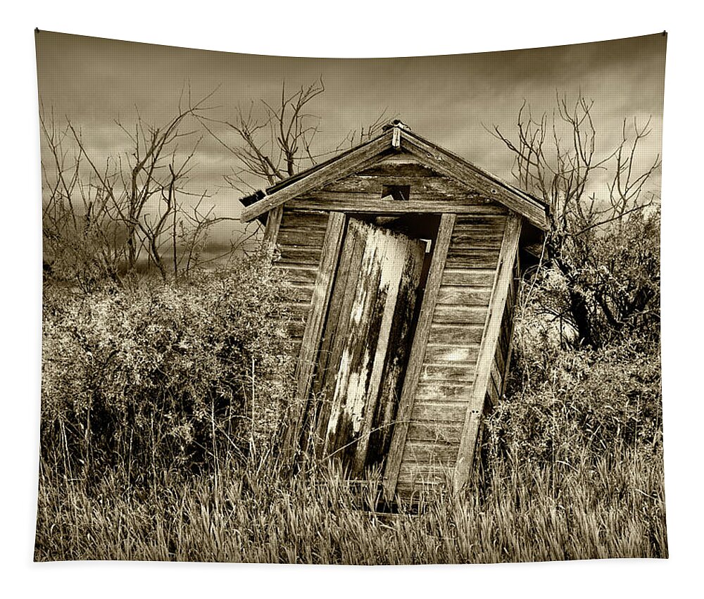Outhouse Tapestry featuring the photograph When Nature Calls in Sepia Tone by Randall Nyhof